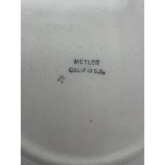 Vintage Metlox Poppytrail Vernon Ware Fruit Basket 4 Salad Plates 7.5" USA - Picture 6 of 6